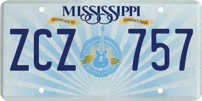MS license plate ZCZ757