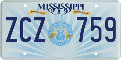 MS license plate ZCZ759