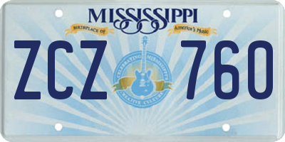 MS license plate ZCZ760