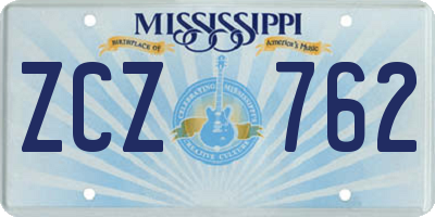 MS license plate ZCZ762