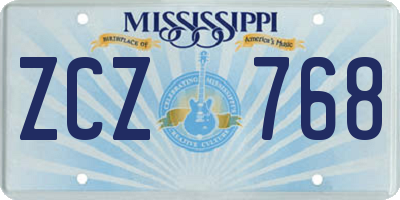 MS license plate ZCZ768