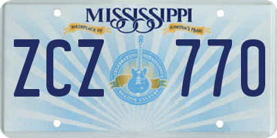 MS license plate ZCZ770