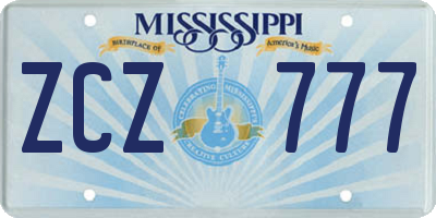 MS license plate ZCZ777