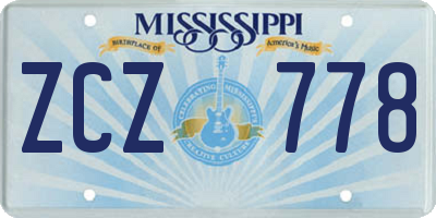 MS license plate ZCZ778