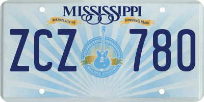 MS license plate ZCZ780