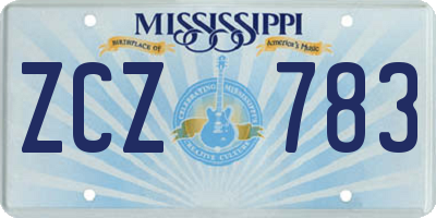 MS license plate ZCZ783