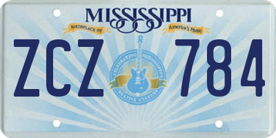 MS license plate ZCZ784