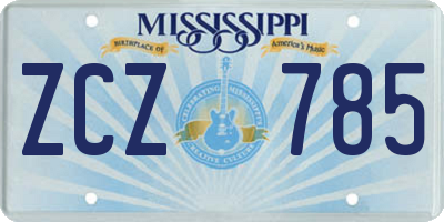 MS license plate ZCZ785