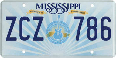 MS license plate ZCZ786