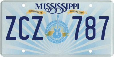 MS license plate ZCZ787