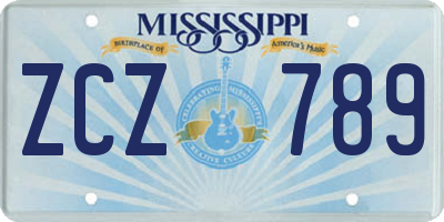 MS license plate ZCZ789