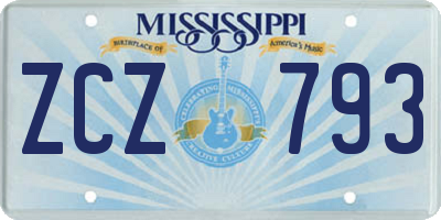 MS license plate ZCZ793