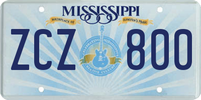 MS license plate ZCZ800