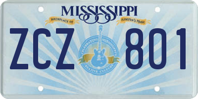 MS license plate ZCZ801