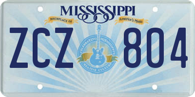 MS license plate ZCZ804