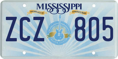 MS license plate ZCZ805