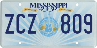 MS license plate ZCZ809