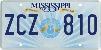MS license plate ZCZ810