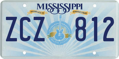 MS license plate ZCZ812