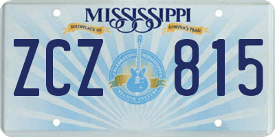 MS license plate ZCZ815