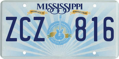 MS license plate ZCZ816