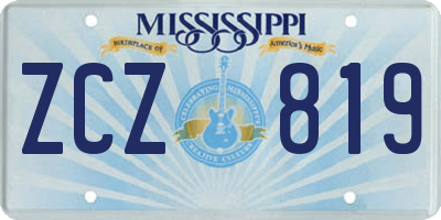 MS license plate ZCZ819
