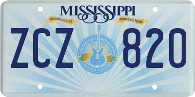 MS license plate ZCZ820