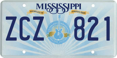 MS license plate ZCZ821