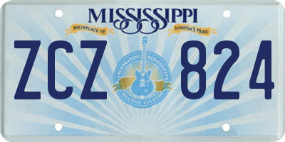 MS license plate ZCZ824