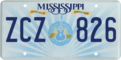 MS license plate ZCZ826