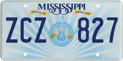 MS license plate ZCZ827