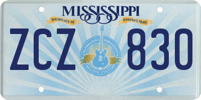 MS license plate ZCZ830
