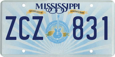 MS license plate ZCZ831