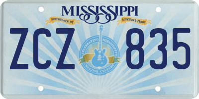 MS license plate ZCZ835