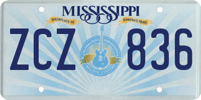 MS license plate ZCZ836