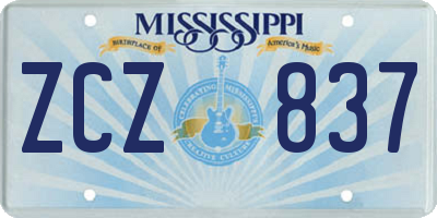 MS license plate ZCZ837