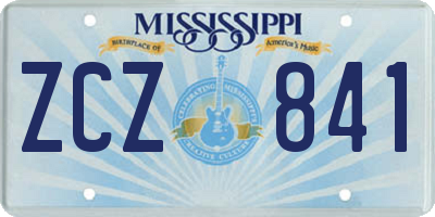 MS license plate ZCZ841