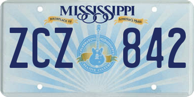 MS license plate ZCZ842