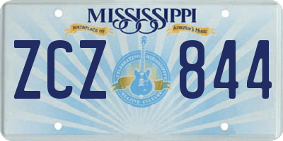 MS license plate ZCZ844