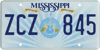 MS license plate ZCZ845