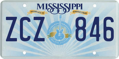 MS license plate ZCZ846