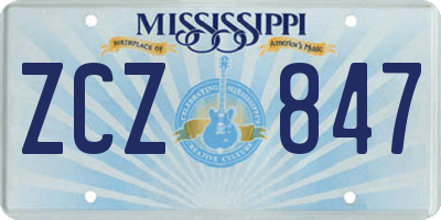 MS license plate ZCZ847