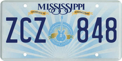 MS license plate ZCZ848