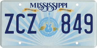 MS license plate ZCZ849
