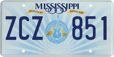 MS license plate ZCZ851