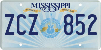 MS license plate ZCZ852