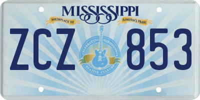 MS license plate ZCZ853