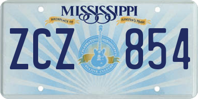 MS license plate ZCZ854