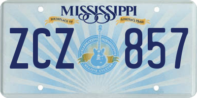 MS license plate ZCZ857