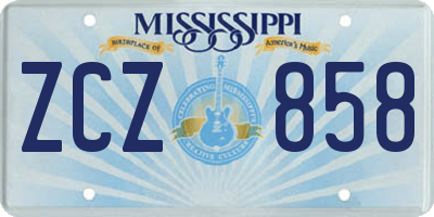 MS license plate ZCZ858